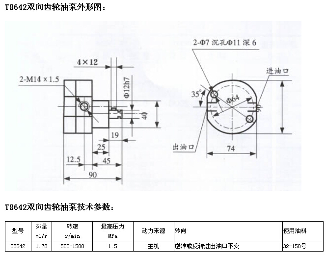 T8642雙向齒輪油泵